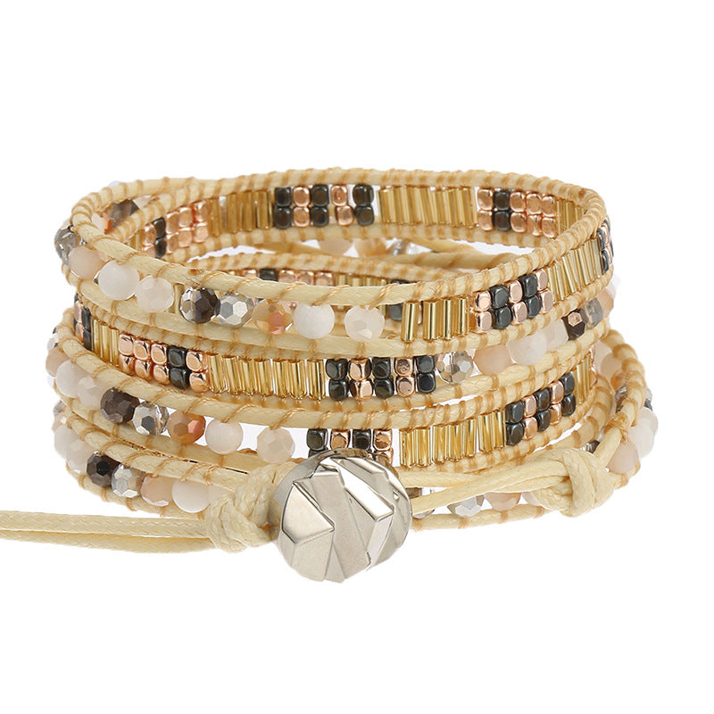 Multi-Layer Crystal Beaded Copper Wrap Bracelet