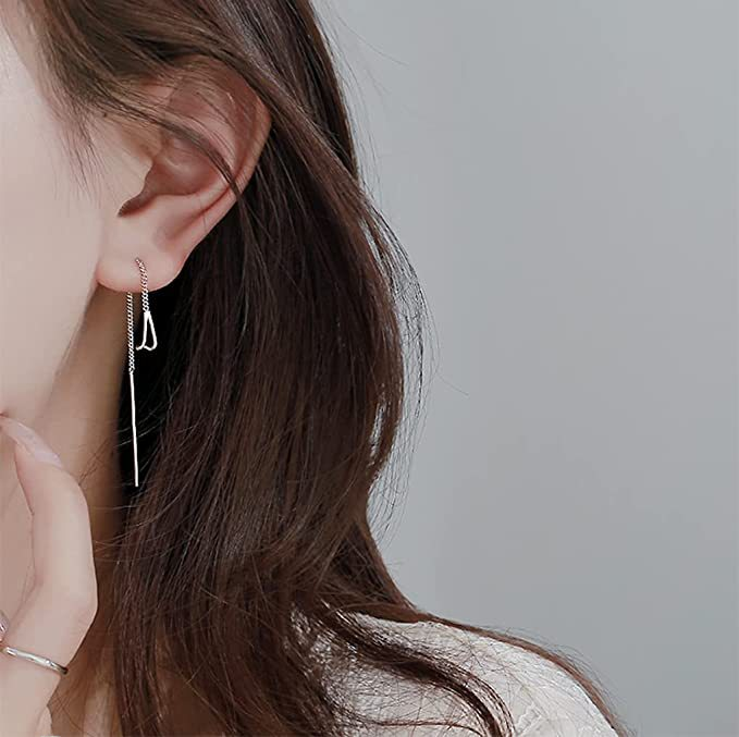 Silver Needle Earrings for Women - 2022 Korean Style