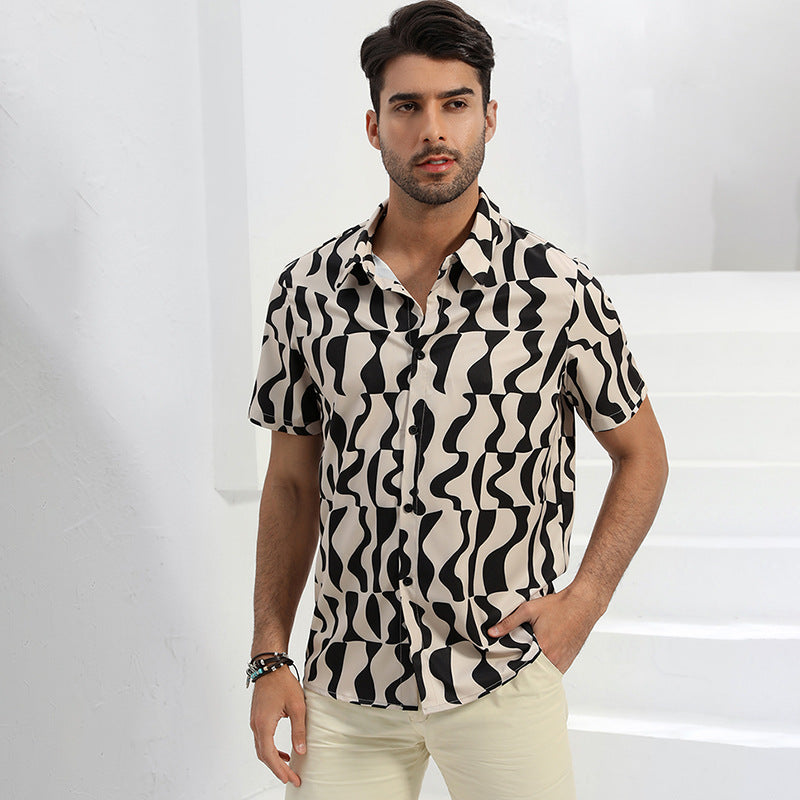 Men's Ripple Pattern Hawaiian Shirt for Summer Beach