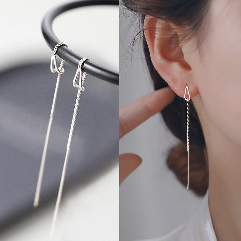 Silver Needle Earrings for Women - 2022 Korean Style
