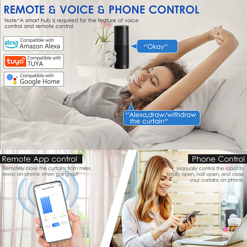 Automatic curtain robot compatible with 15-40mm curtain rod