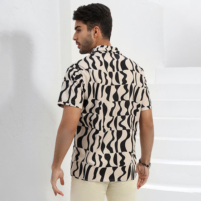 Men's Ripple Pattern Hawaiian Shirt for Summer Beach