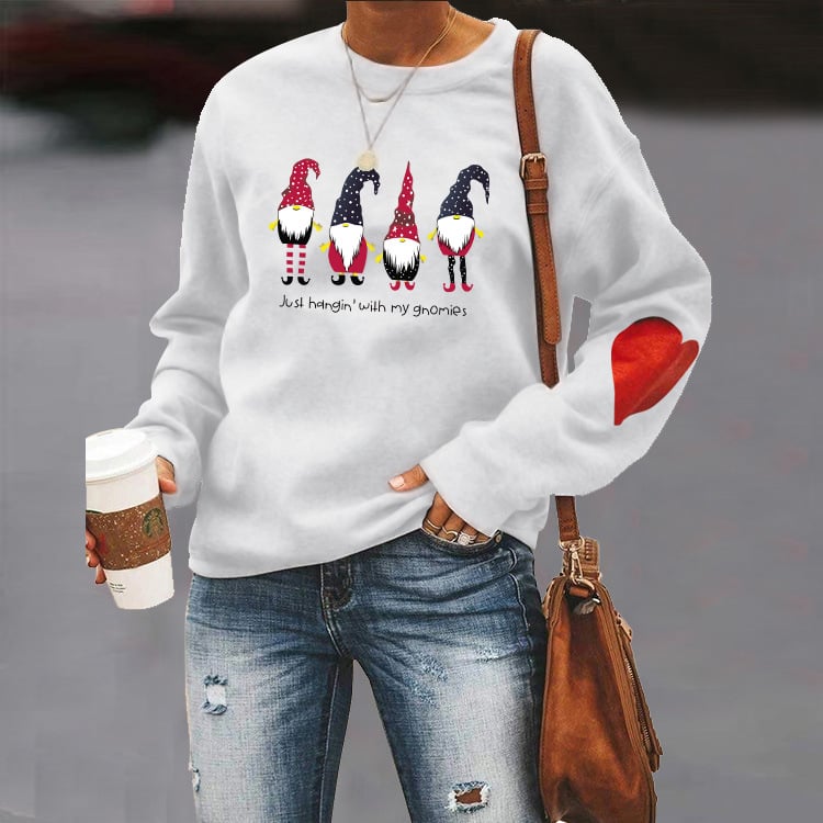 Women's Round Neck Sweater with Heart Sleeves