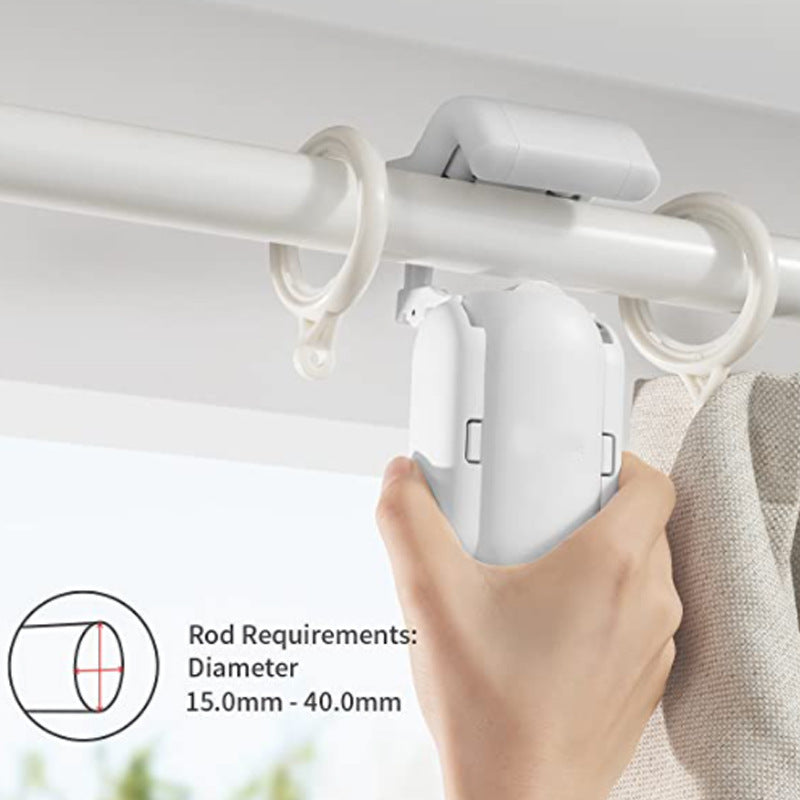 Smart automatic curtain opener robot installed on curtain rod