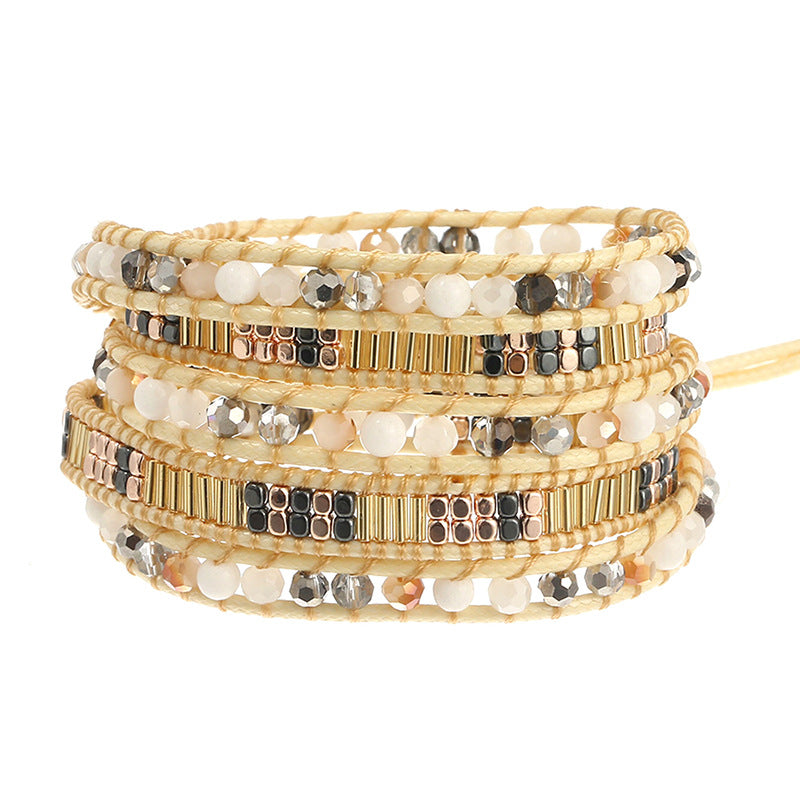 Multi-Layer Crystal Beaded Copper Wrap Bracelet