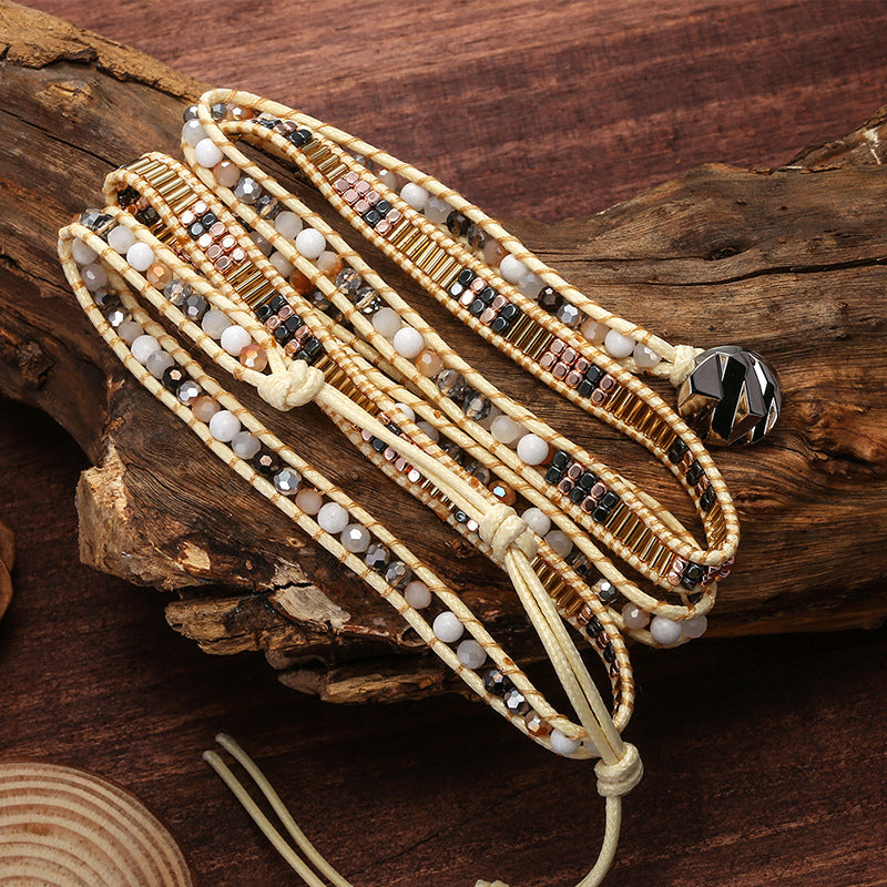 Multi-Layer Crystal Beaded Copper Wrap Bracelet