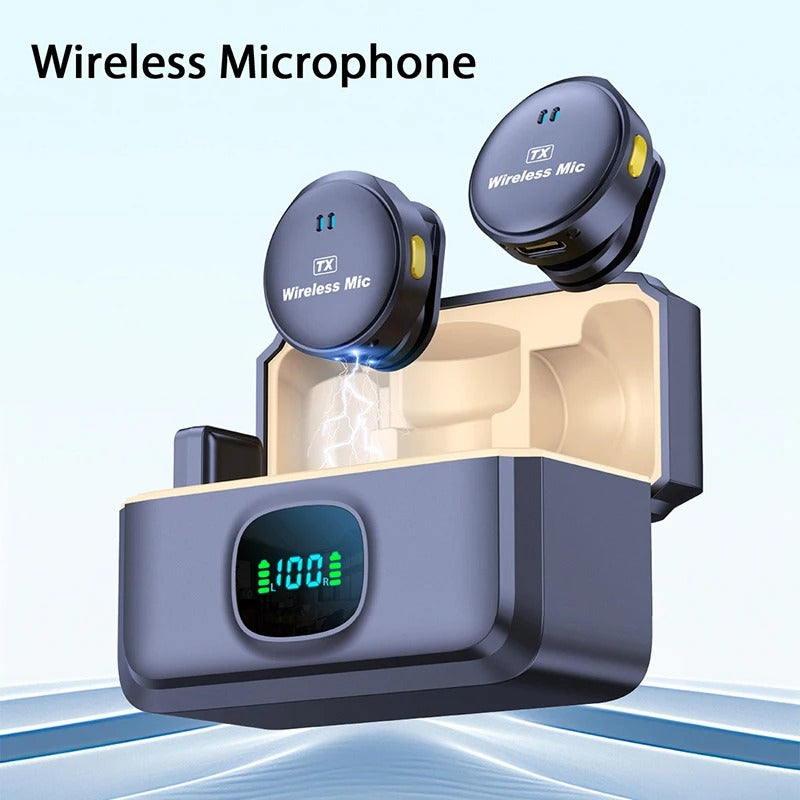 Lavalier Wireless Mini Microphone with Charging Case for iPhone & Android