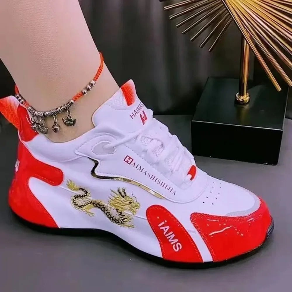 Women’s Designer Leather Platform Sneakers – Lightweight Casual Sports Shoes