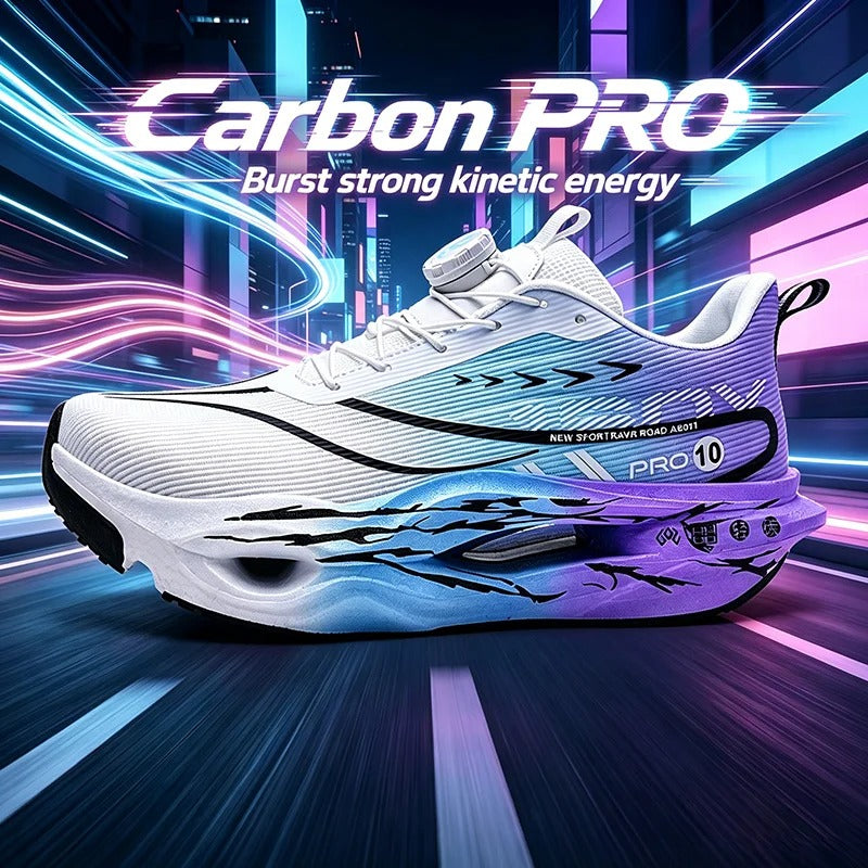Carbon Plate Running Shoes – Breathable Cushioned Marathon Racing Sneakers