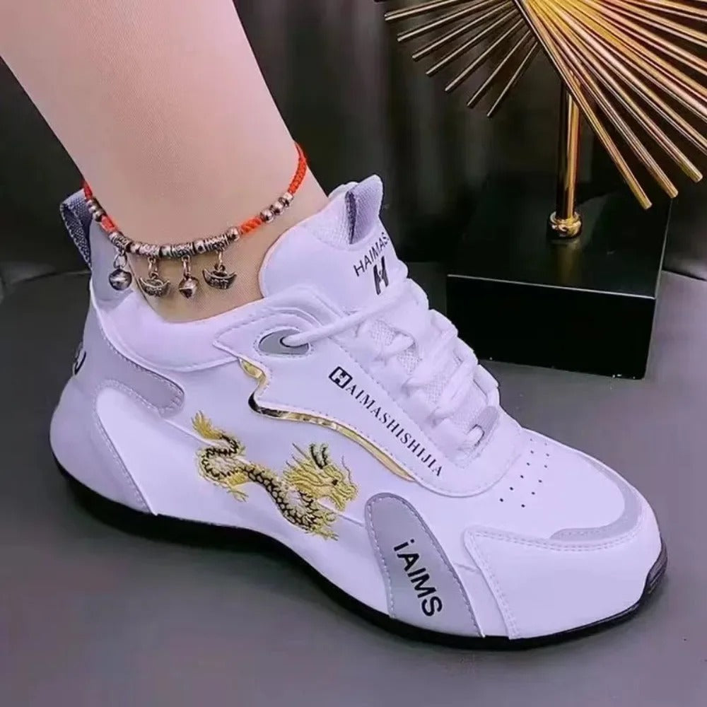 Women’s Designer Leather Platform Sneakers – Lightweight Casual Sports Shoes