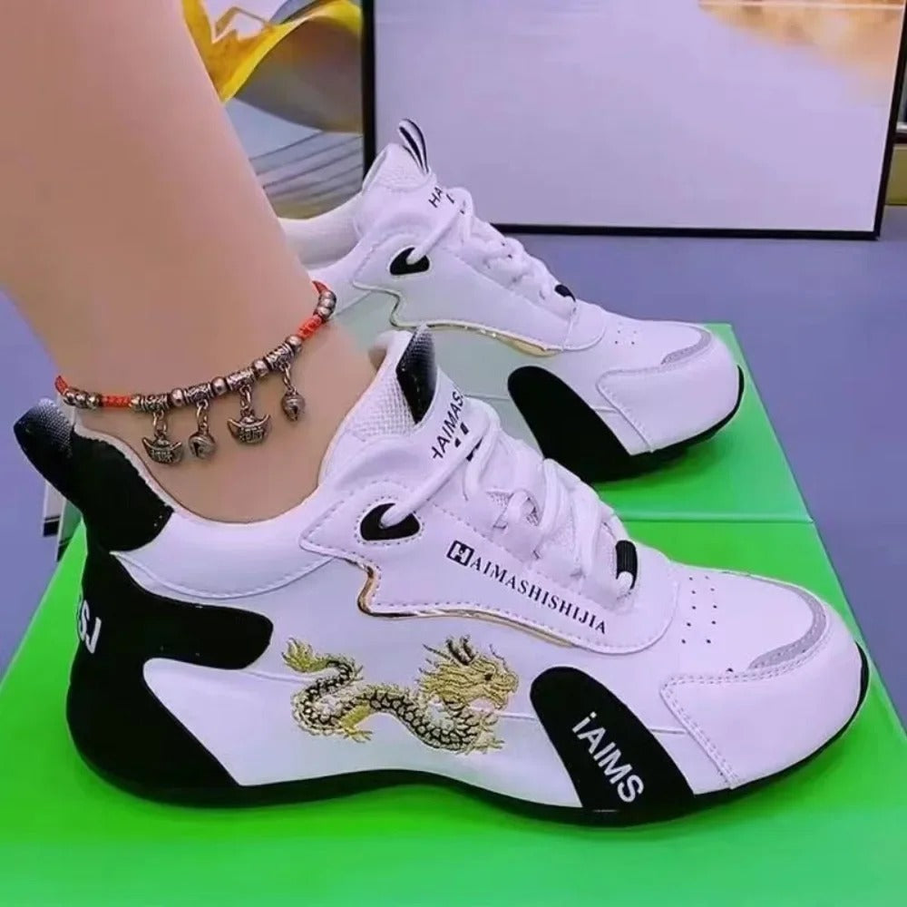 Women’s Designer Leather Platform Sneakers – Lightweight Casual Sports Shoes