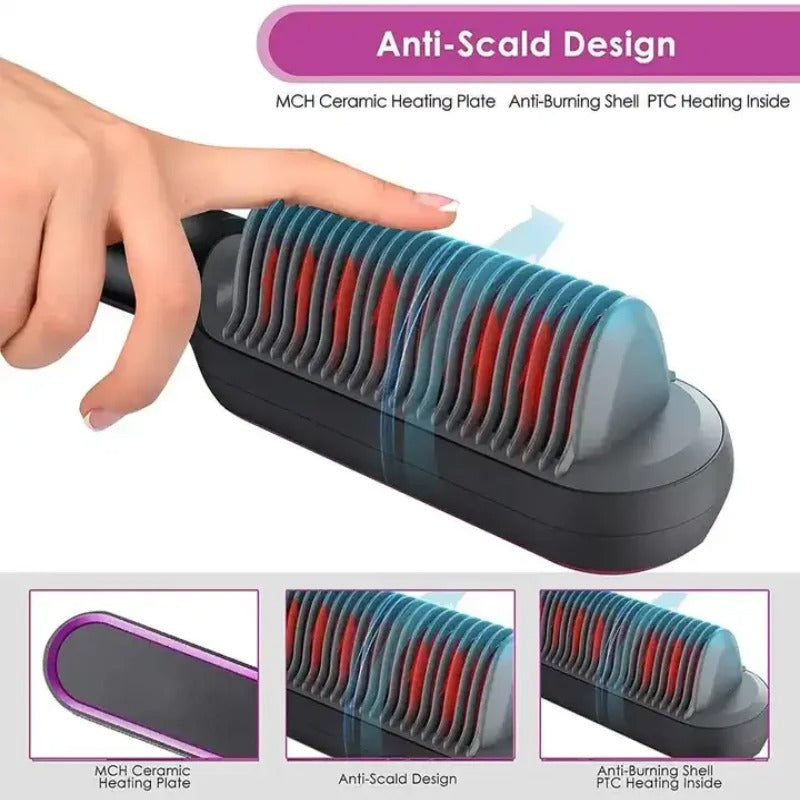 Anti-Scalding Ionic Straightening Comb – Salon-Smooth, Sleek & Frizz-Free Hair