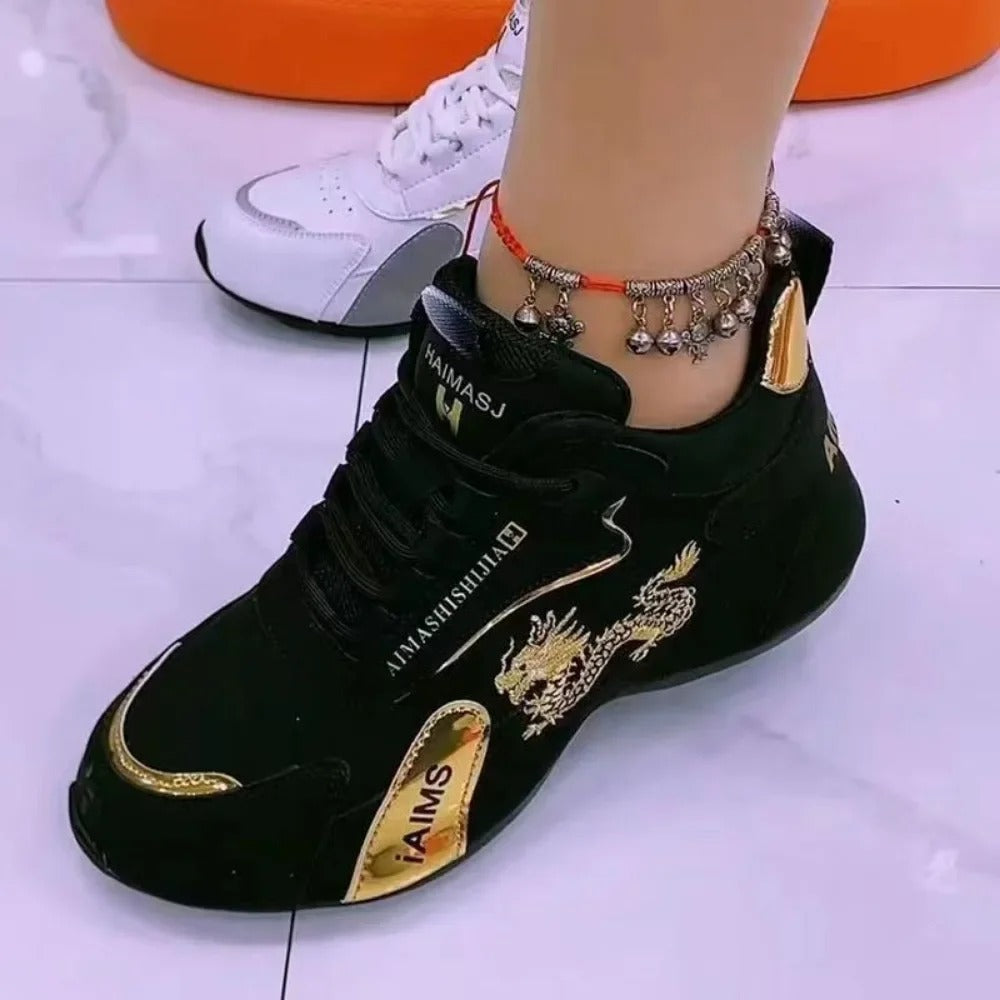 Women’s Designer Leather Platform Sneakers – Lightweight Casual Sports Shoes