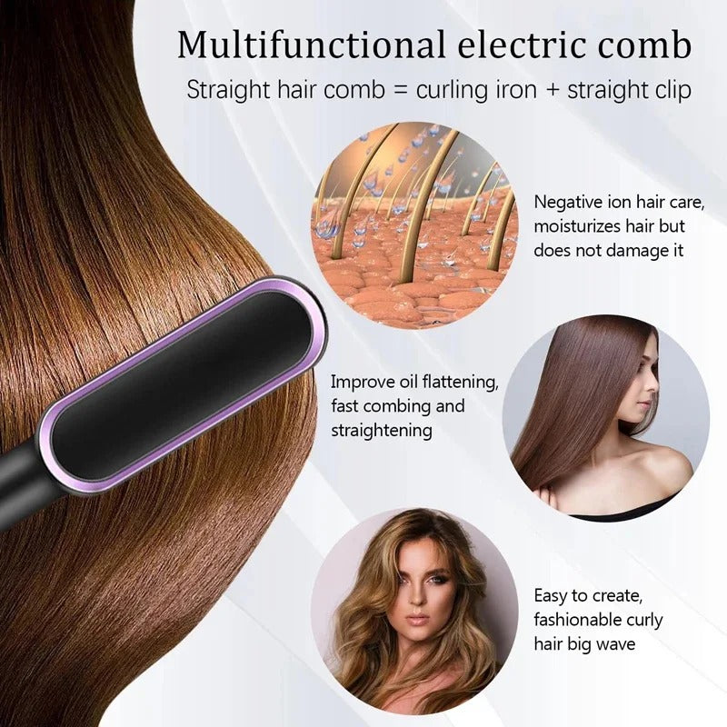 Anti-Scalding Ionic Straightening Comb – Salon-Smooth, Sleek & Frizz-Free Hair
