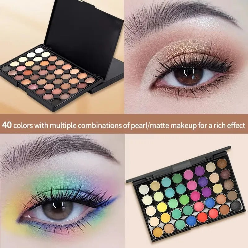 Glitter Matte Waterproof Eye Makeup Kit – Eyeshadow, Eyeliner, Mascara & Eyebrow Pencil