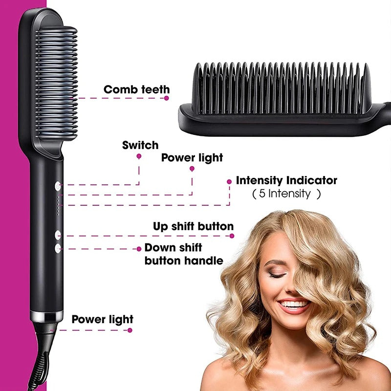 Anti-Scalding Ionic Straightening Comb – Salon-Smooth, Sleek & Frizz-Free Hair