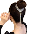 Luxury Angel Wings Hair Clip with Gold Tassel, Sparkly Bun Hair Clip and Butterfly Clip