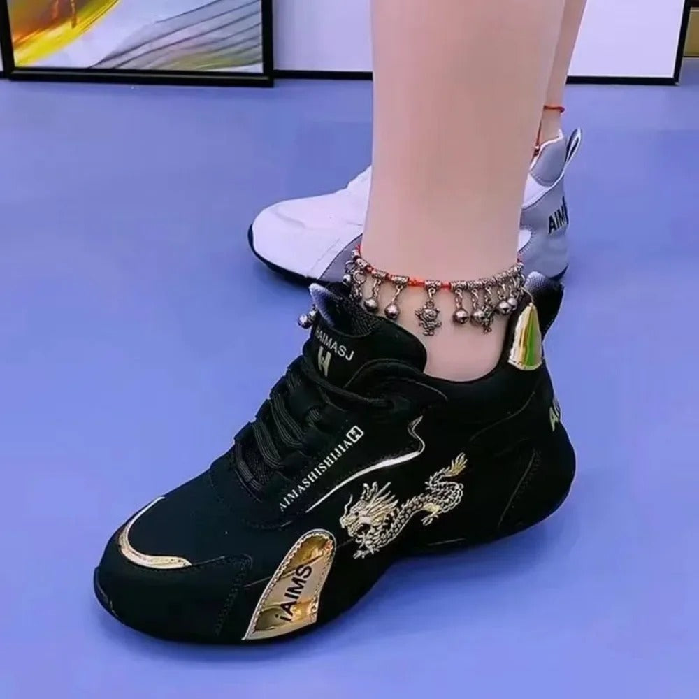 Women’s Designer Leather Platform Sneakers – Lightweight Casual Sports Shoes