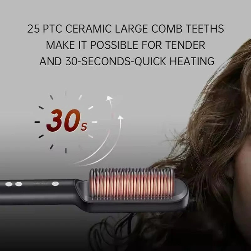 Anti-Scalding Ionic Straightening Comb – Salon-Smooth, Sleek & Frizz-Free Hair