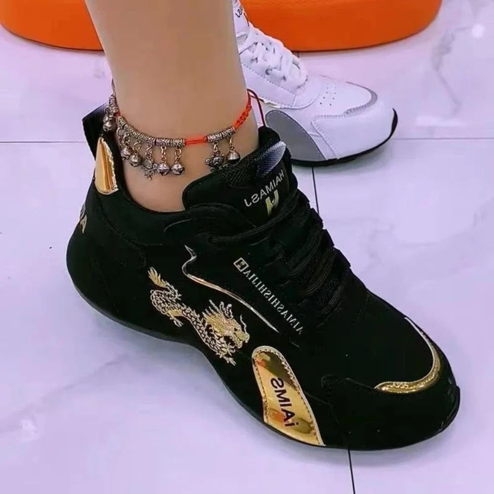 Women’s Designer Leather Platform Sneakers – Lightweight Casual Sports Shoes